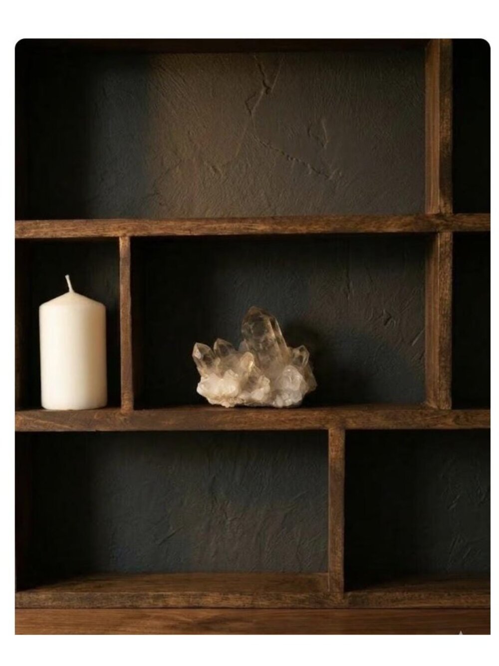 Trinket Shelf with Heart Cutout Dark Walnut Wood Wall Shelf for Altar Crystals - Picture 3 of 7
